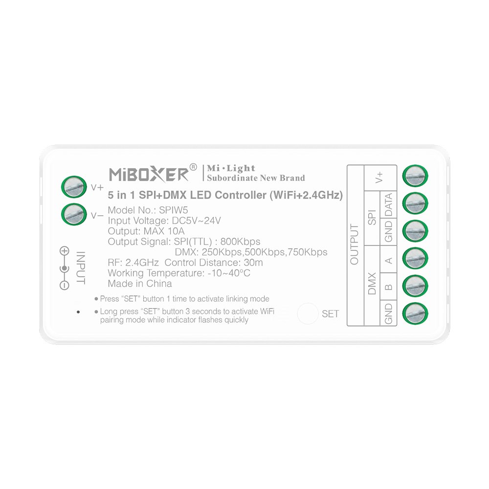 5 vienā SPI+DMX LED kontrolieris (WiFi+2,4 G)