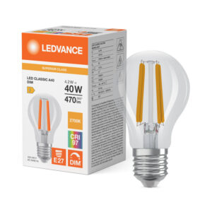 LED spuldze Ledvance Superior CLASSIC A FIL 40 dim 4,2W/927 E27, 2700K