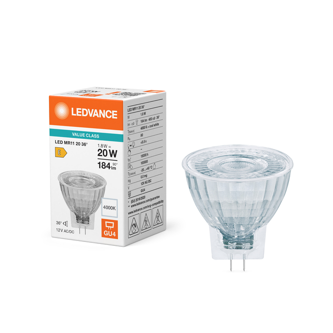LED spuldze Ledvance Performance Spot MR11 GL 20 non-dim 1,8W/840 GU4, 4000K