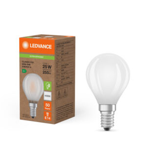LED spuldze Ledvance Superior CLASSIC P GLFR 25 non-dim 1,2W/840 E14, 4000K