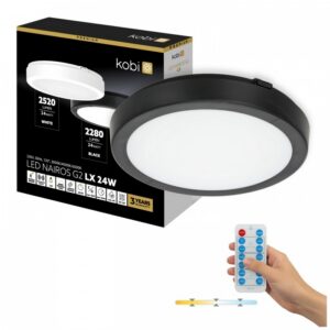 Griestu lampa Kobi NAIROS G2 24 W Regulējama (CCT) IP65 melns | WATTpro