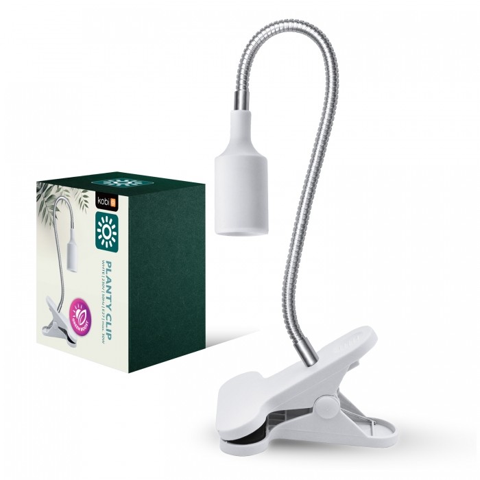 Augu lampa Kobi PLANTY CLIP E27 ar knaģi balta (bez spuldzes) | WATTpro