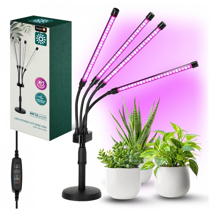 LED plant lamp Kobi VITARO 4 ST MINI 10W with stand black | WATTpro
