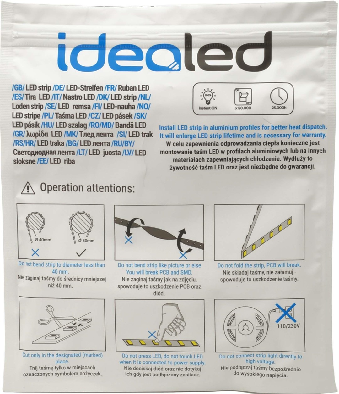 LED lente 3000 K 12 V 4,8W/m IP20 5m rullis - Image 4