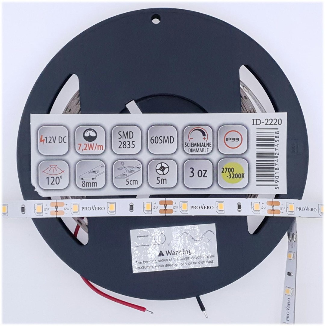 LED lente 3000 K 12 V 7,2W/m IP33 5m rullis - Image 4