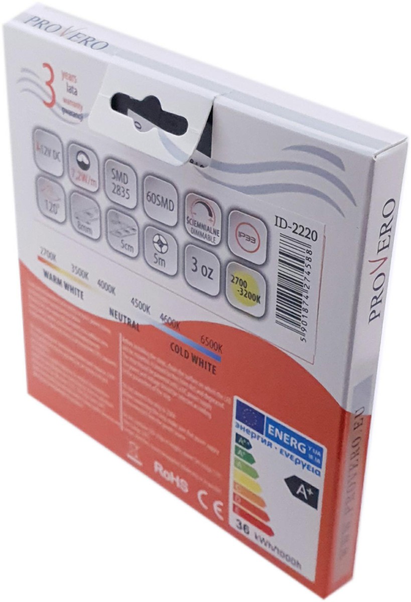 LED lente 3000 K 12 V 7,2W/m IP33 5m rullis - Image 6