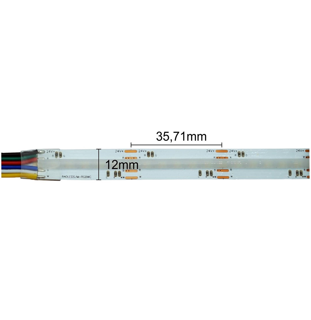LED strip IdeaLED COB 840 LED/m 24 V 20 W/m RGB+CCT IP20, 12 mm, 5 m - Image 5