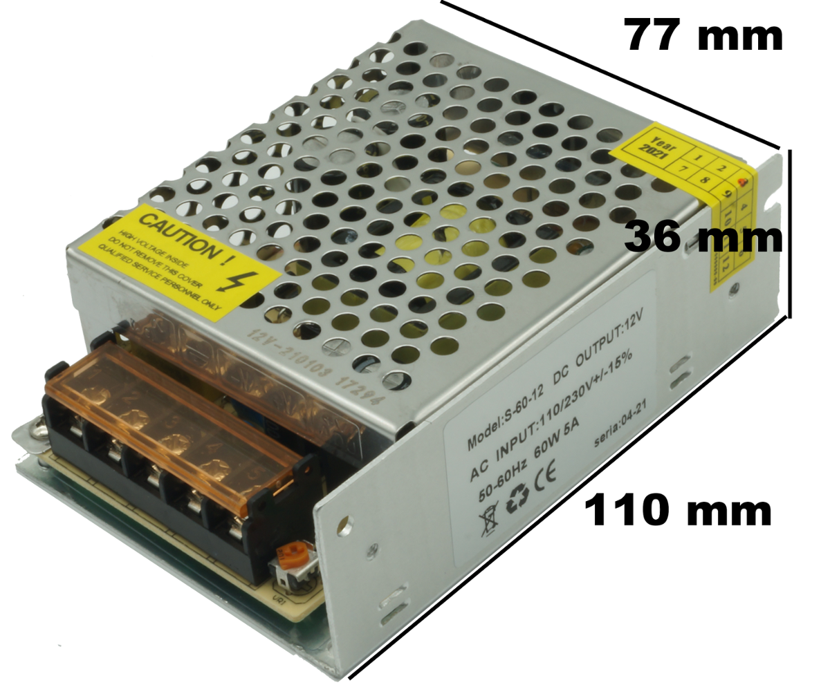Power supply IdeaLED 12 V DC 60 W IP20, 110x78x36 mm
