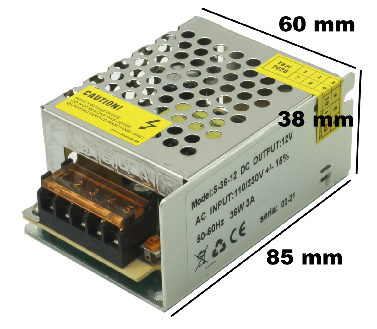 Power supply IdeaLED 12 V DC 36 W IP20, modular, 85x60x33 mm