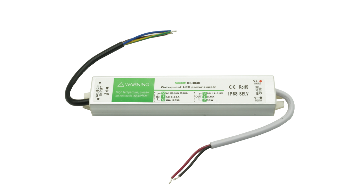 Power supply IdeaLED 12 V DC 30 W IP67, 160x30x20 mm