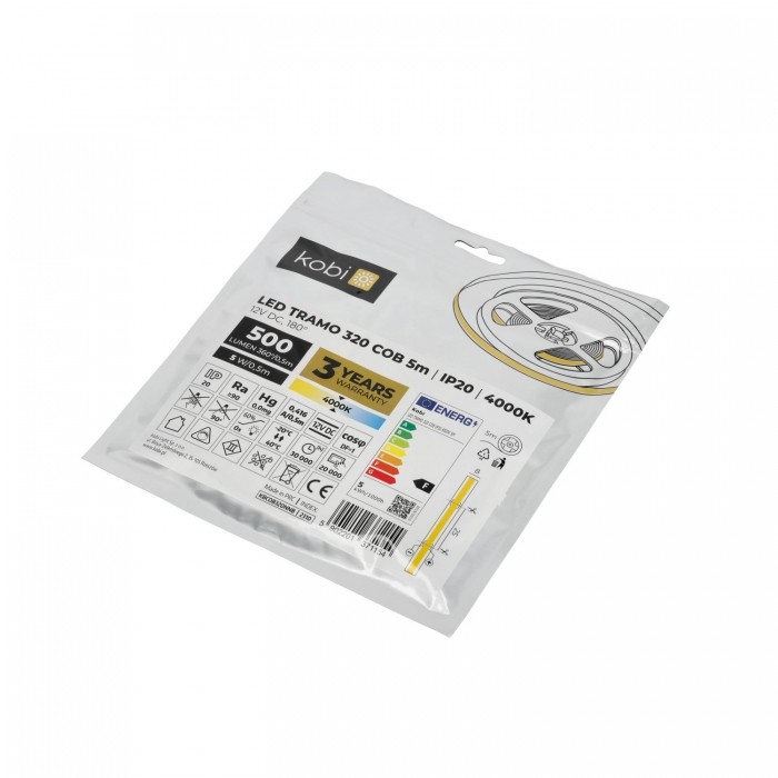 LED lente Kobi TRAMO 320 COB 5m 4000K IP20 (10W/m) | WATTpro