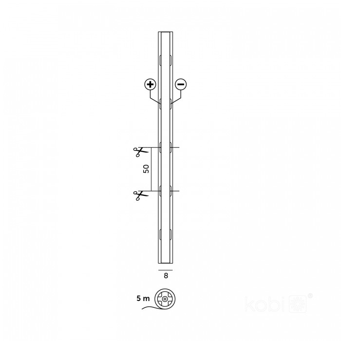 LED lente Kobi e TRAMO 320 COB 5m 6500K 24V IP20 (10W/m) | WATTpro