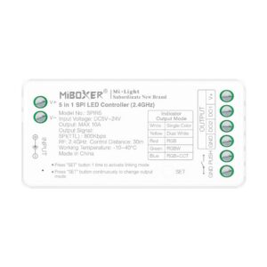 Controller MiBoxer SPIR5 digital SPI, 10 A, 5in1 MONO/CCT/RGB/RGBW/RGBCCT, 2,4 G