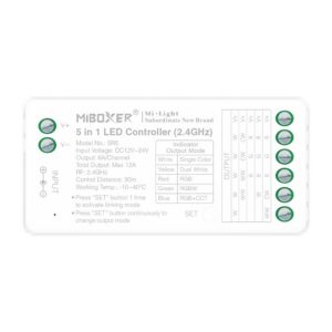 Receiver MiBoxer SR5 (FUT037S+) for LED strips, 5in1 MONO/CCT/RGB/RGBW/RGBCCT, 12 A, 2,4 G