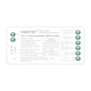 Receiver MiBoxer SW5 (FUT037W+) for LED strips, 5in1 MONO/CCT/RGB/RGBW/RGBCCT, WiFi, 12 A, 2,4 G