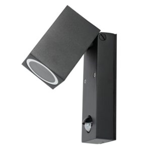 Garden wall light Kobi QUAZAR 15 GU10 IP44 with motion sensor, black, without bulb