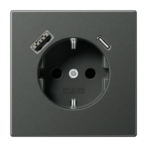 Jung SCHUKO socket with USB A+C charger LS 990, anthracite
