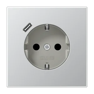 Jung SCHUKO socket with USB-C charger LS 990, aluminium
