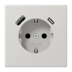Jung SCHUKO rozete ar USB A+C lādētāju LS 990, gaiši pelēks
