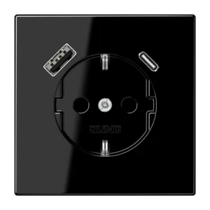 Jung SCHUKO socket with USB A+C charger LS 990, black