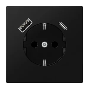 Jung SCHUKO socket with USB A+C charger LS 990, graphite black, matt
