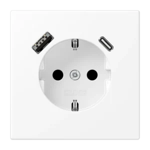Jung SCHUKO socket with USB A+C charger LS 990, snow white, matt
