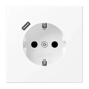 Jung SCHUKO socket with USB-C charger LS 990, snow white, matt