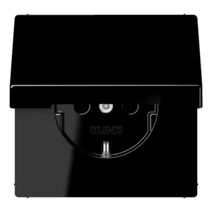 Jung SCHUKO socket with cap and children's protection LS 990, black