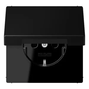 Jung SCHUKO socket with cap and children's protection LS 990, graphite black, matt