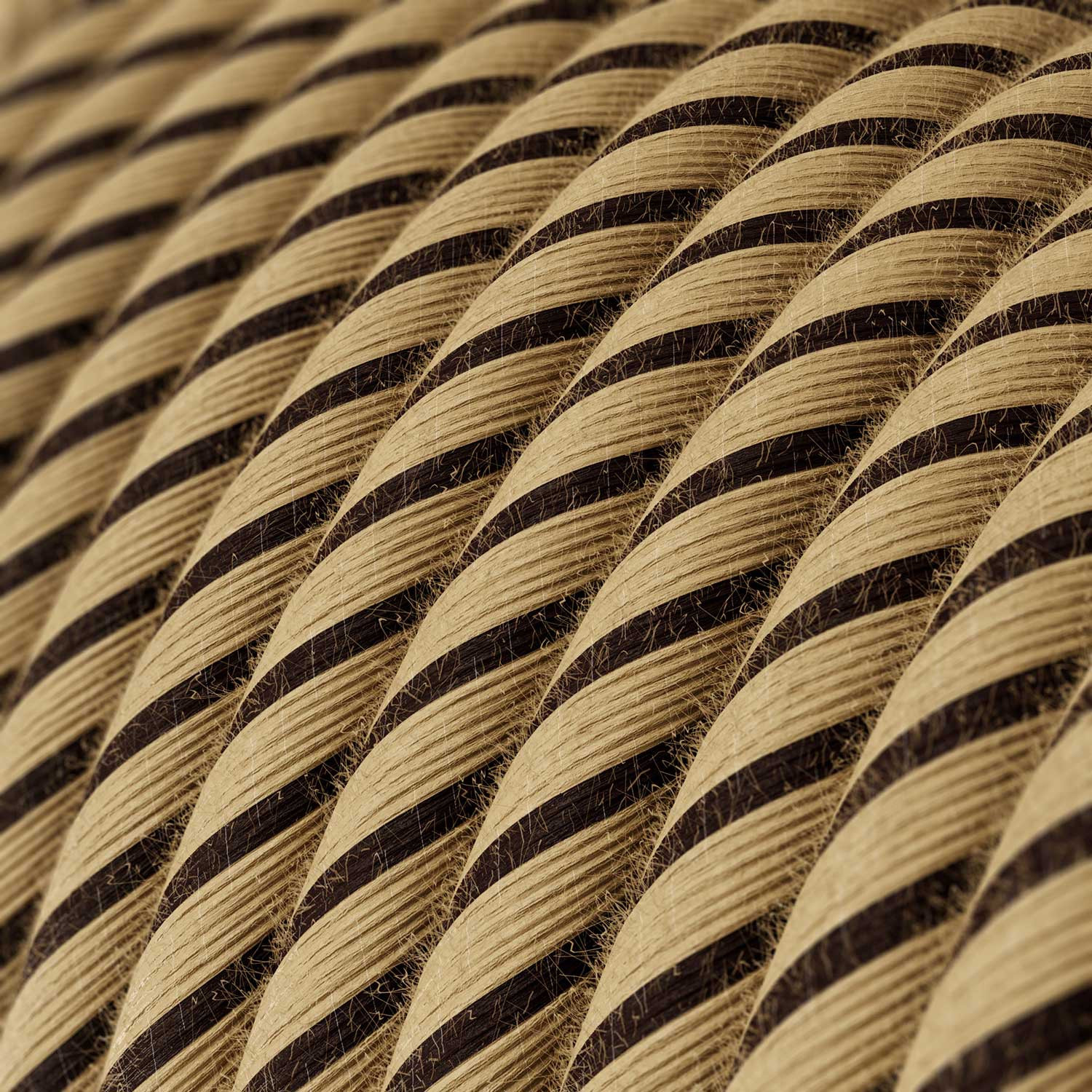 Textile cable Creative Cables, cotton and jute tobacco (two-colour Vertigo), 3-core