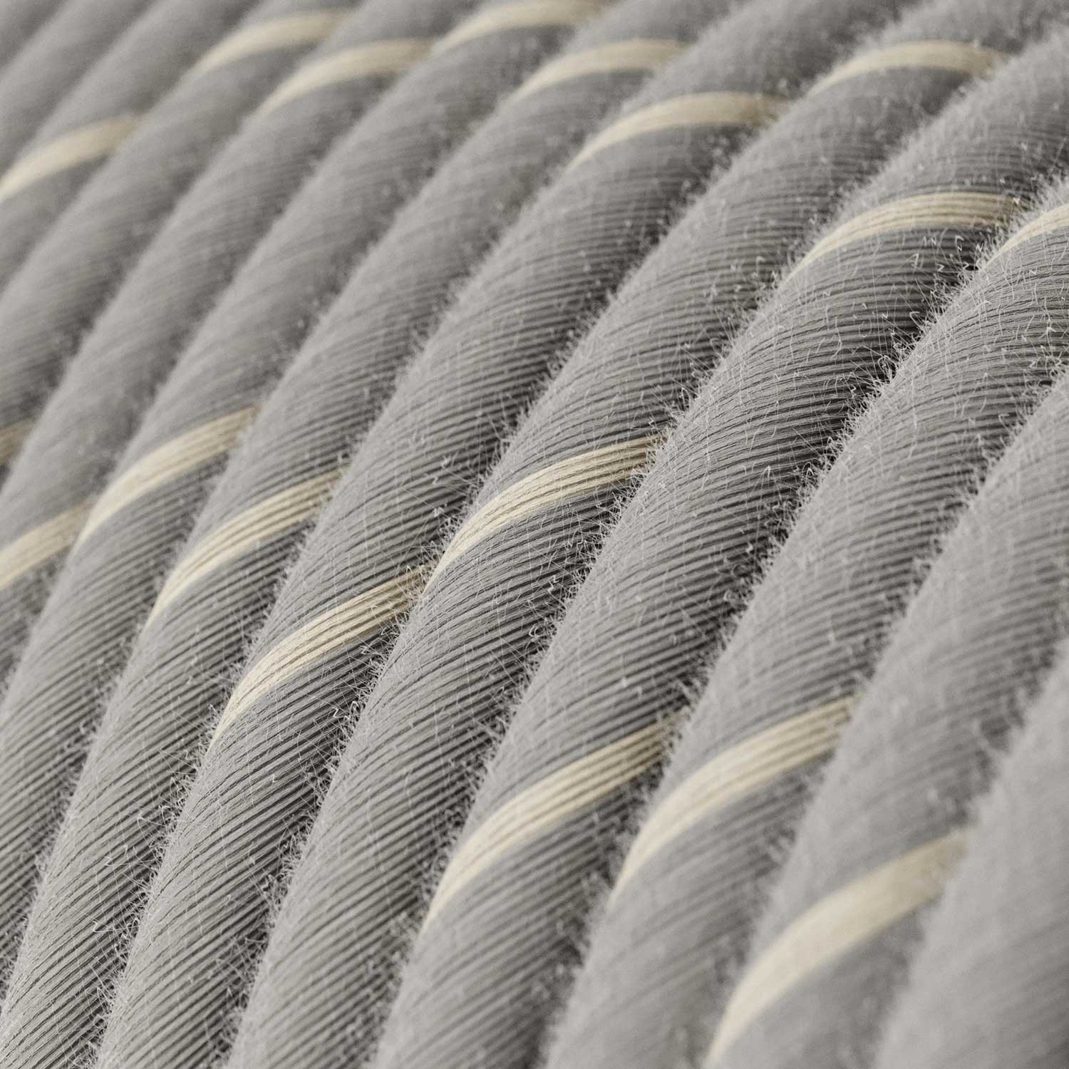 Textile cable Creative Cables, cotton and linen creamy yellow (two-colour Vertigo), 3-core