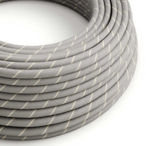 Textile cable Creative Cables, cotton and linen creamy yellow (two-colour Vertigo), 3-core