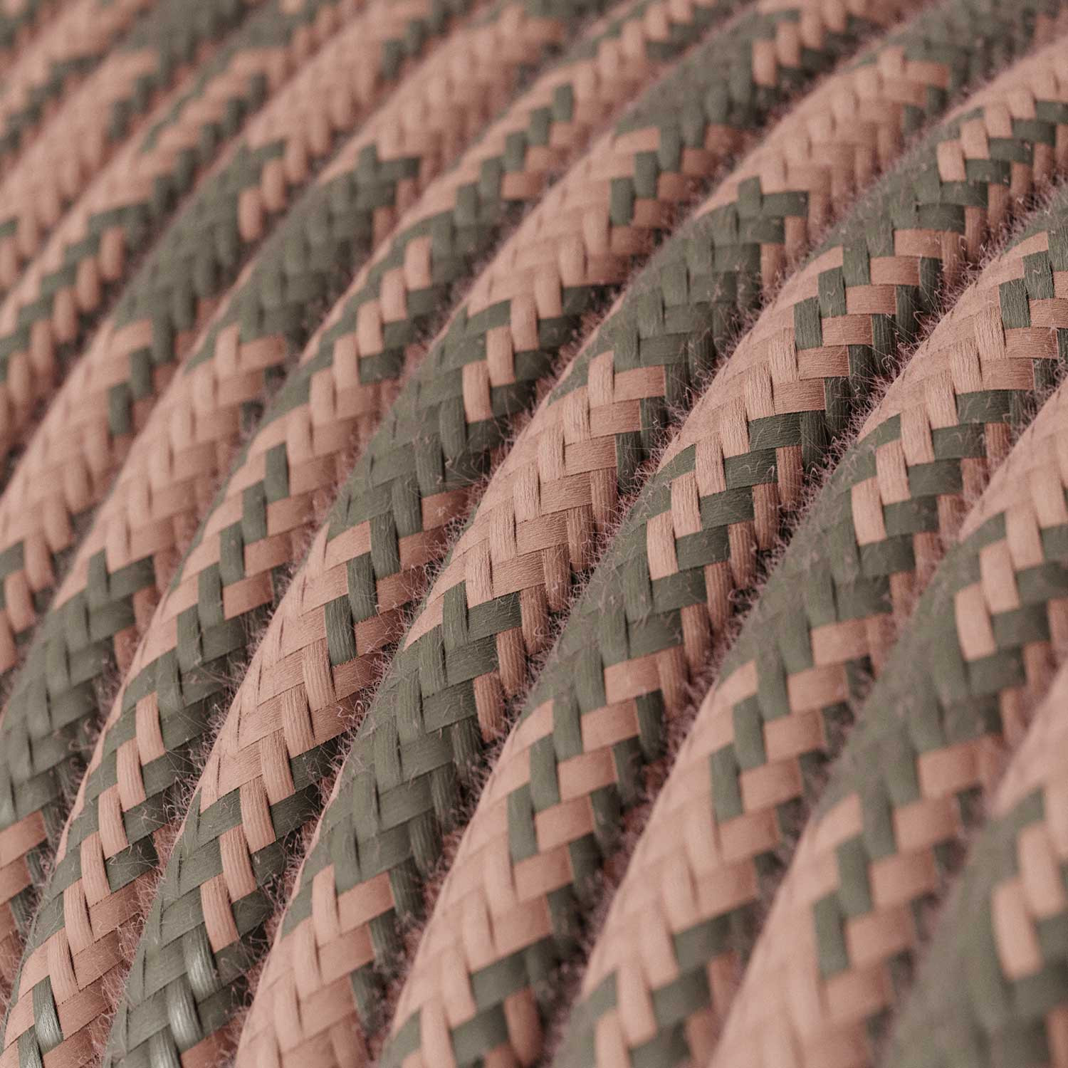 Textile cable Creative Cables, cotton antique pink and grey duck quotes pattern, 3-core