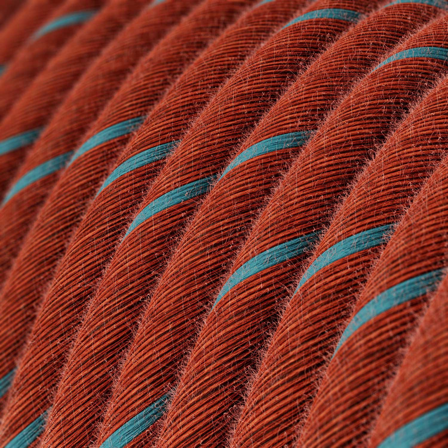 Textile cable Creative Cables, cotton brick and light blue (two-colour Vertigo), 3-core