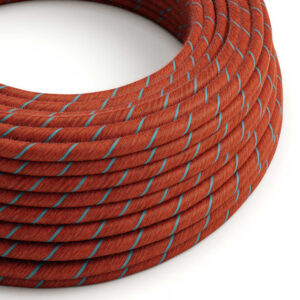 Textile cable Creative Cables, cotton brick and light blue (two-colour Vertigo), 3-core