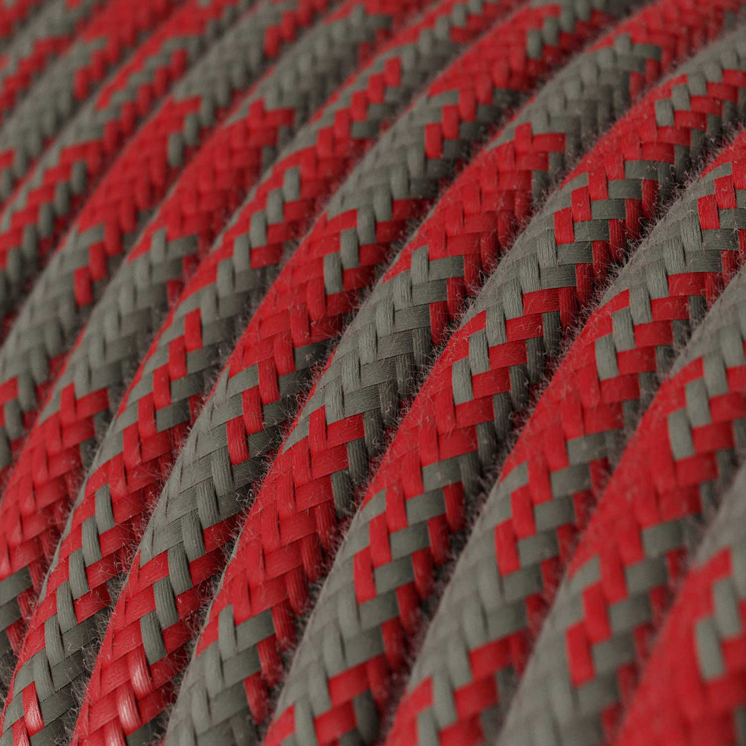 Textile cable Creative Cables, cotton fire red and grey duck quotes pattern, 3-core