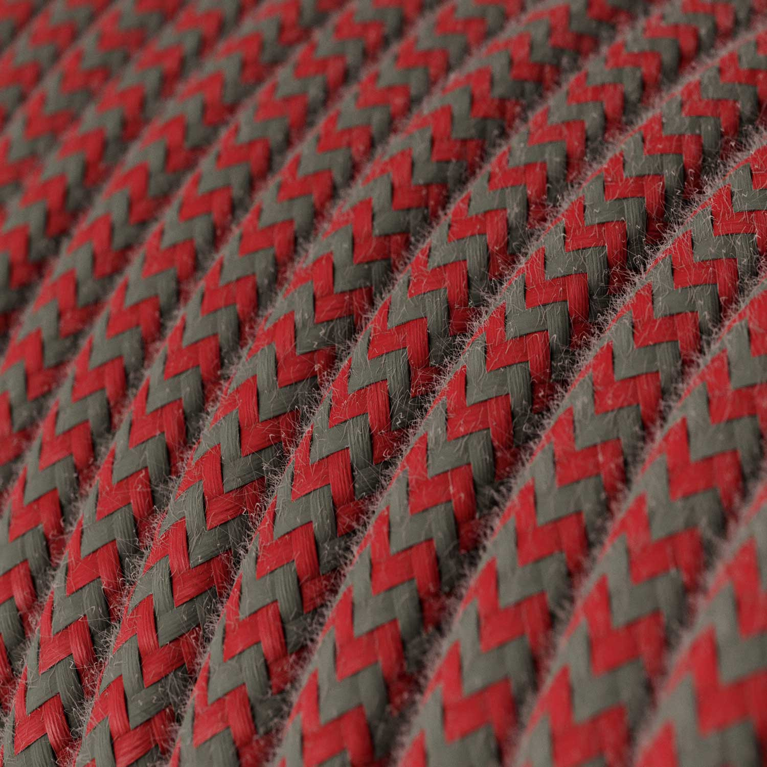 Textile cable Creative Cables, cotton fire red and stone grey, 3-core
