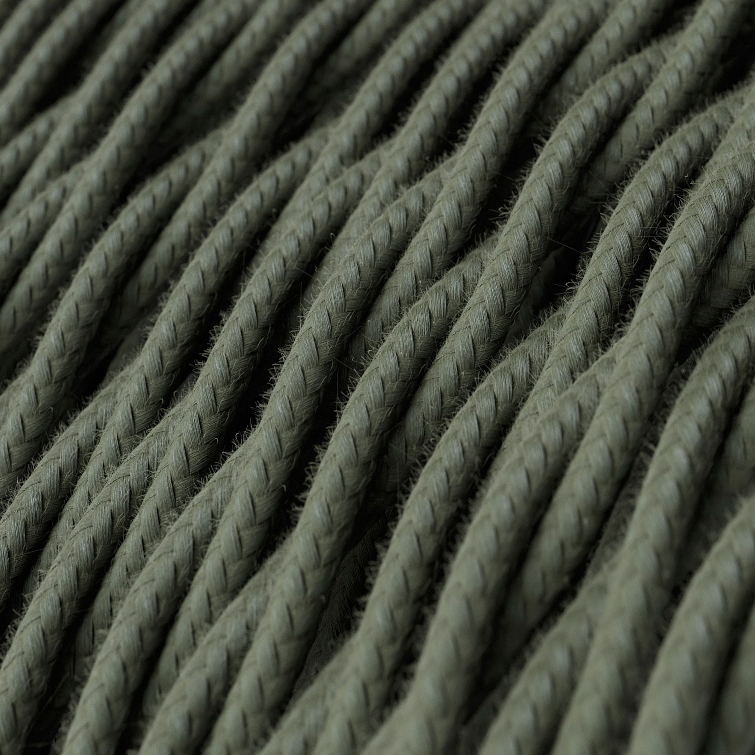 Textile cable Creative Cables, cotton sage green, 3-core