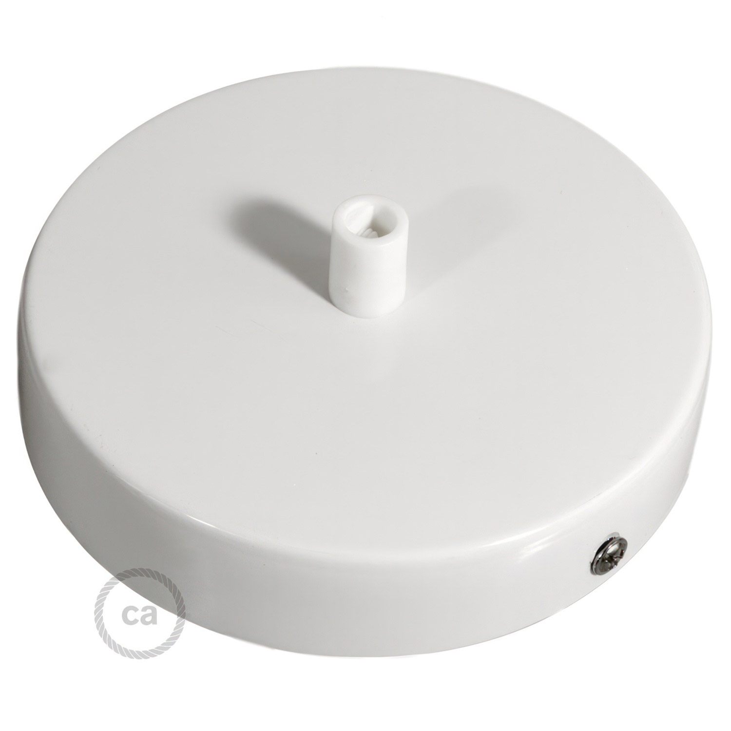 Cylindrical metal ceiling socket, conical cable retainer Creative Cables, white glossy