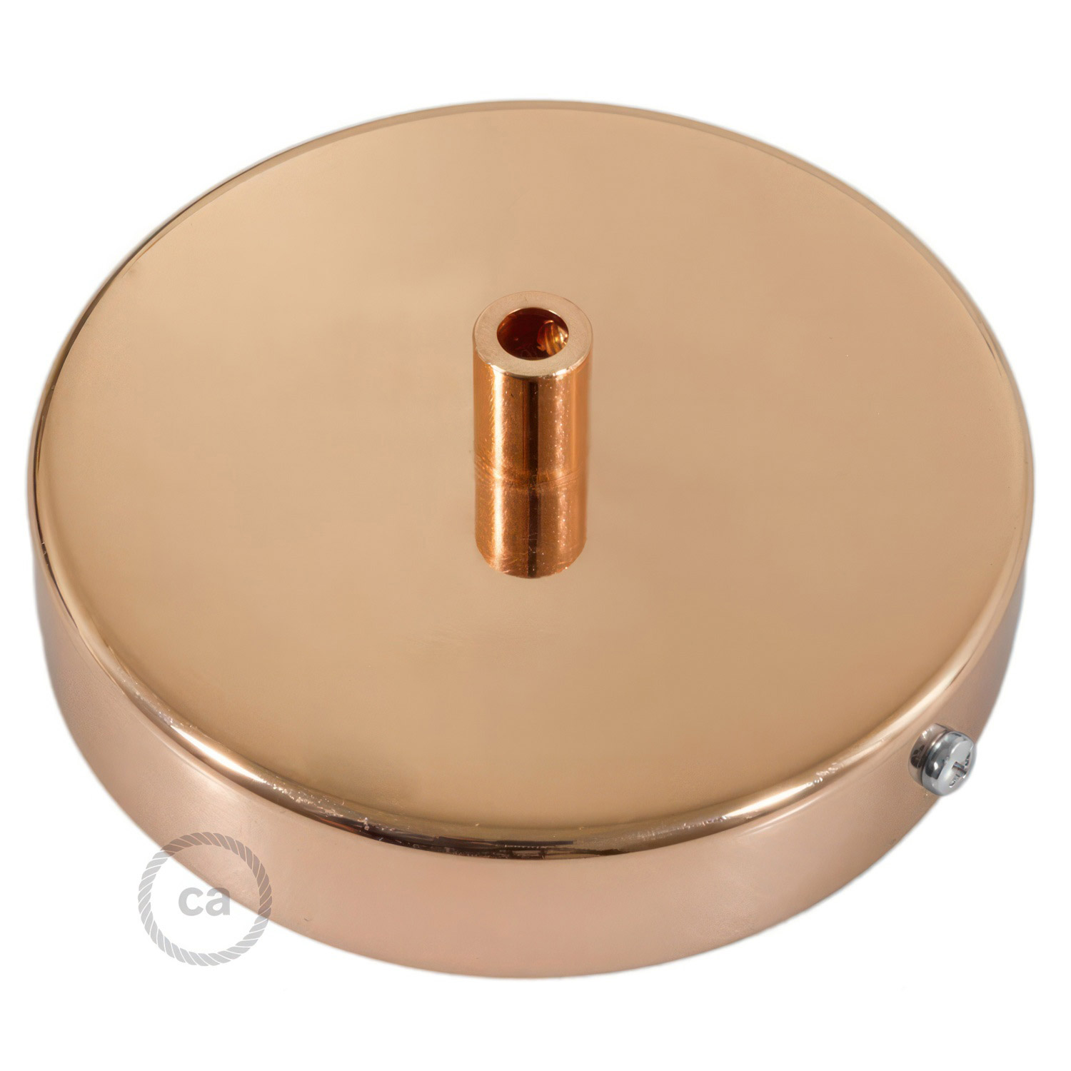 Cylindrical metal ceiling socket, conical cable retainer Creative Cables, copper