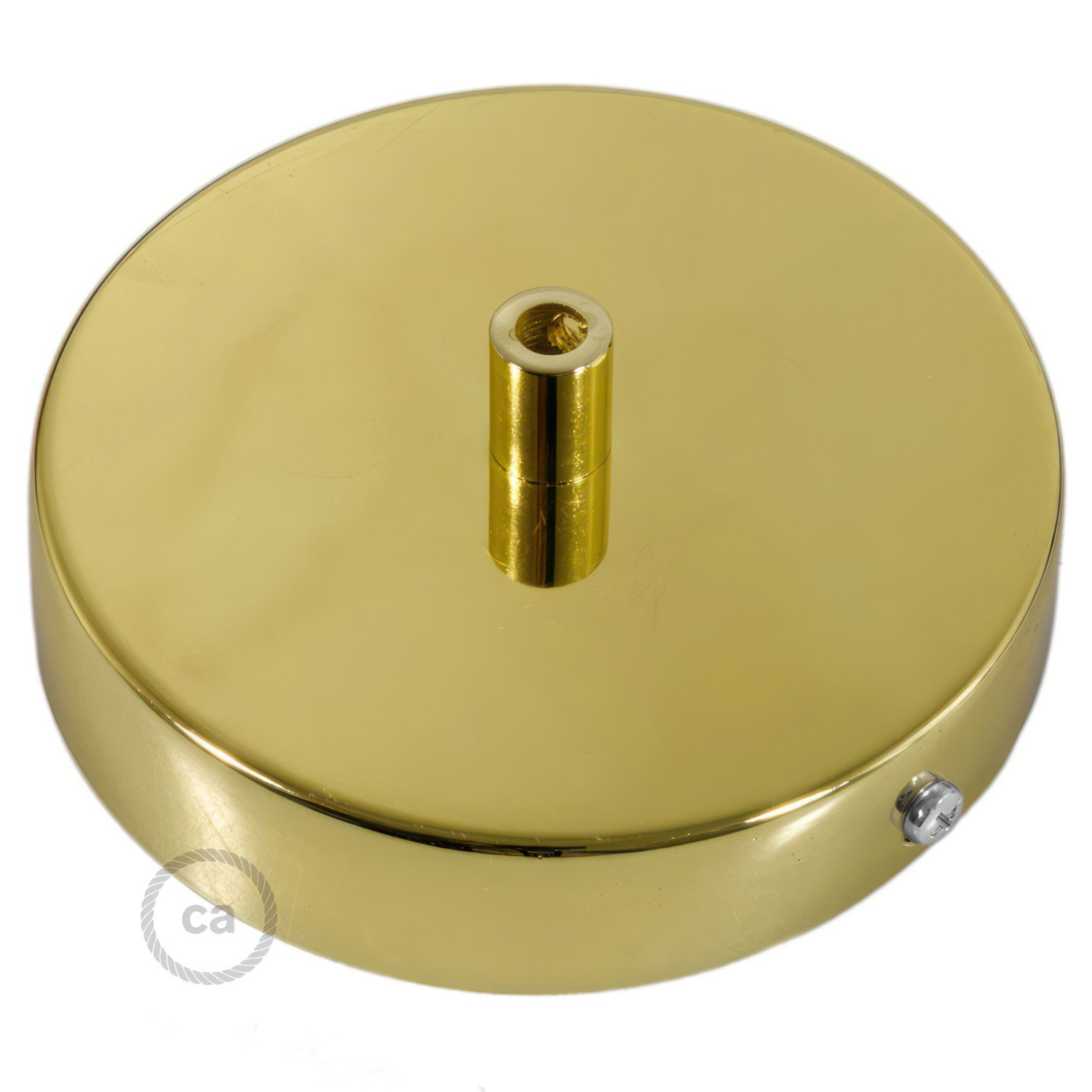 Cylindrical metal ceiling socket, conical cable retainer Creative Cables, brass