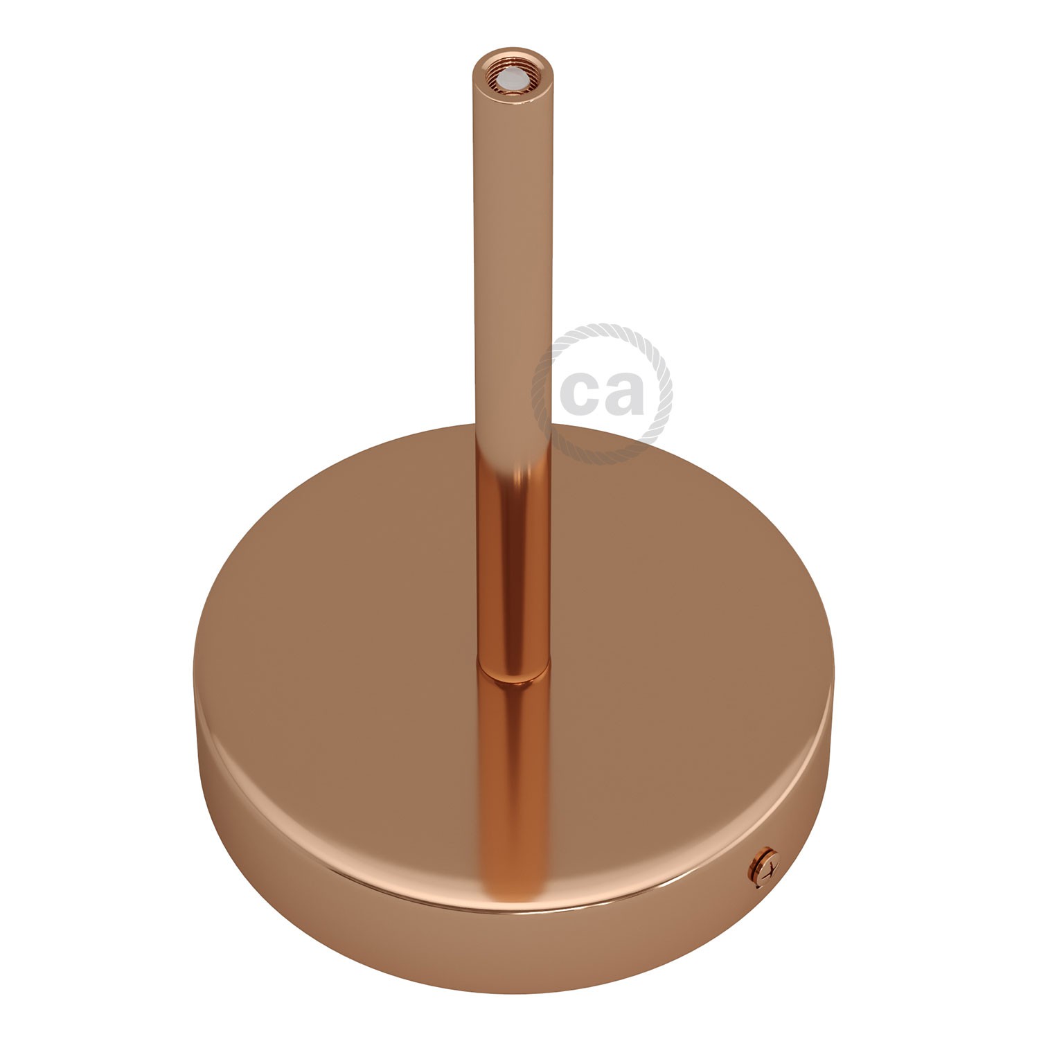 Cylindrical metal ceiling socket, conical cable retainer Creative Cables, copper