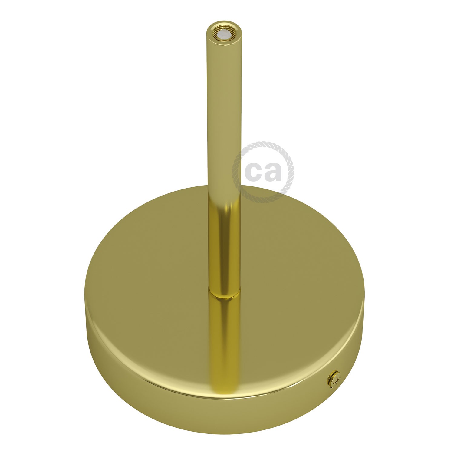 Cylindrical metal ceiling socket, conical cable retainer Creative Cables, brass