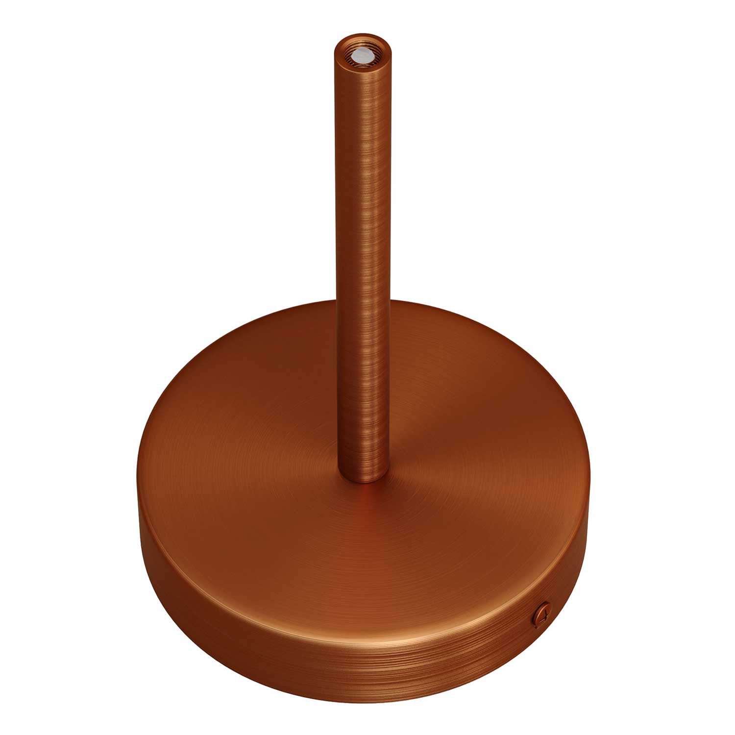 Cylindrical metal ceiling socket, conical cable retainer Creative Cables, copper matt