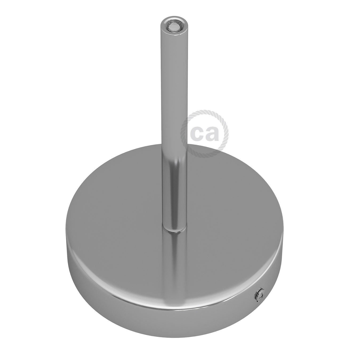 Cylindrical metal ceiling socket, conical cable retainer Creative Cables, chrome