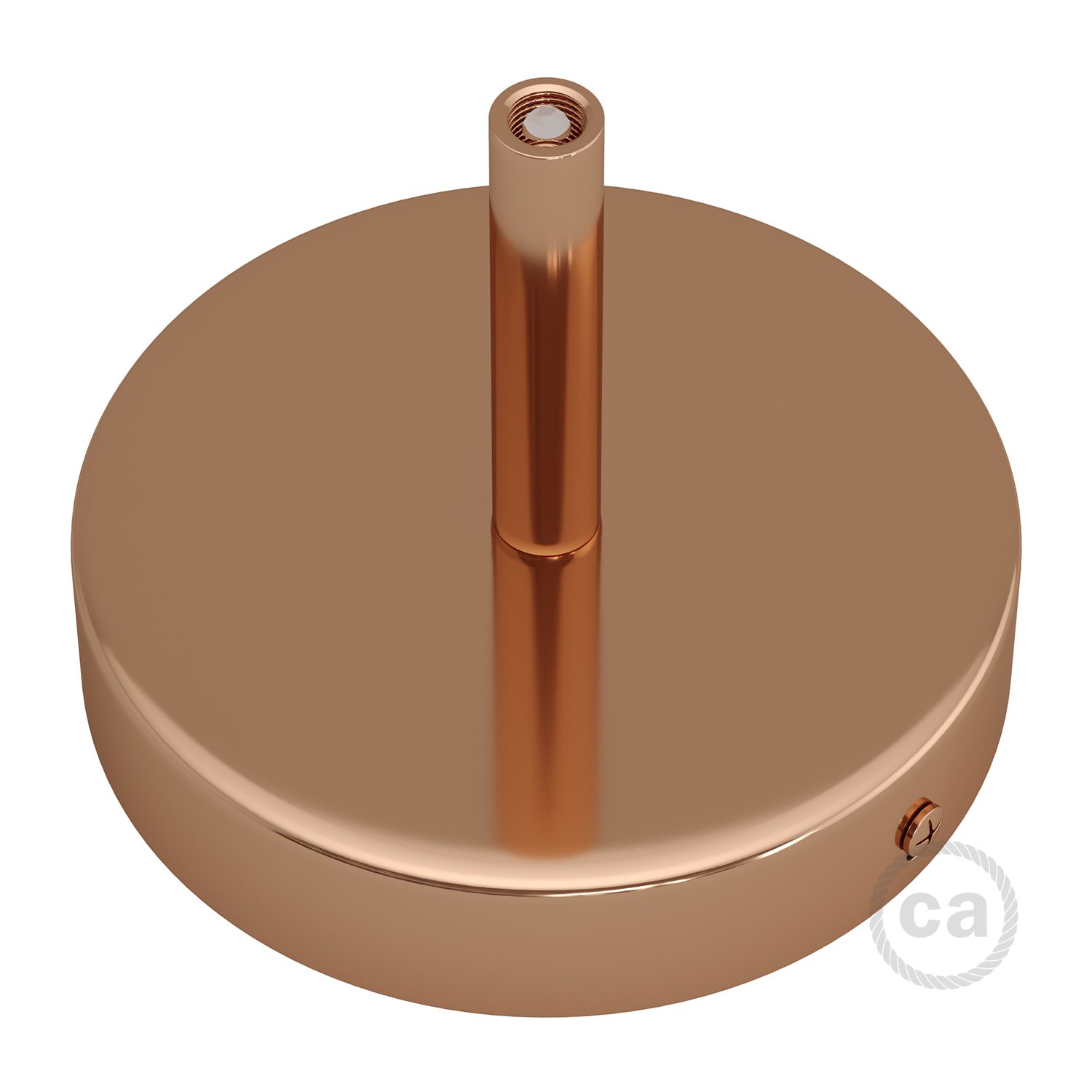 Cylindrical metal ceiling socket, conical cable retainer Creative Cables, copper