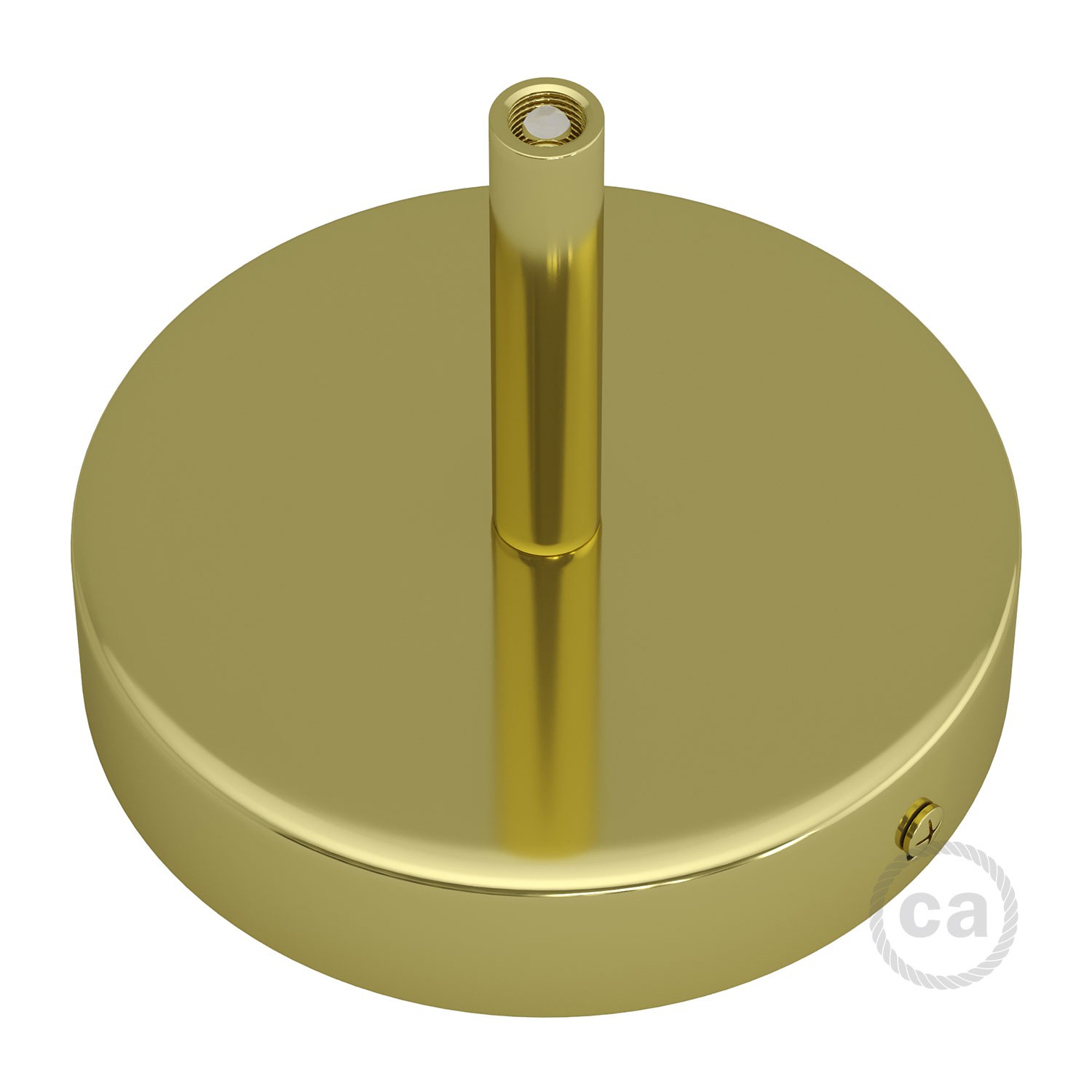 Cylindrical metal ceiling socket, conical cable retainer Creative Cables, brass
