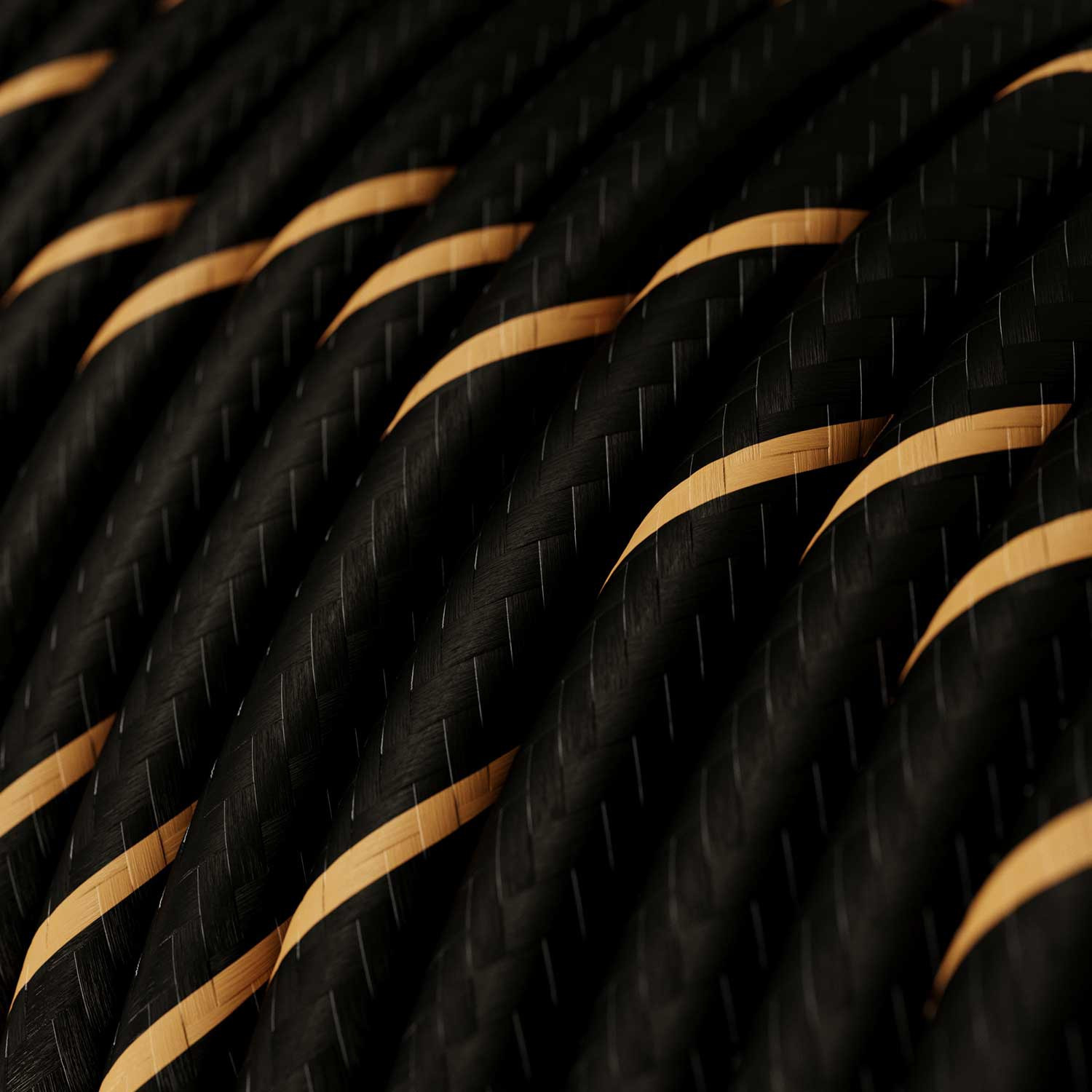 Textile cable Creative Cables, glossy black and gold (two-colour Vertigo), 3-core