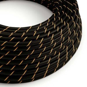 Textile cable Creative Cables, glossy black and gold (two-colour Vertigo), 3-core