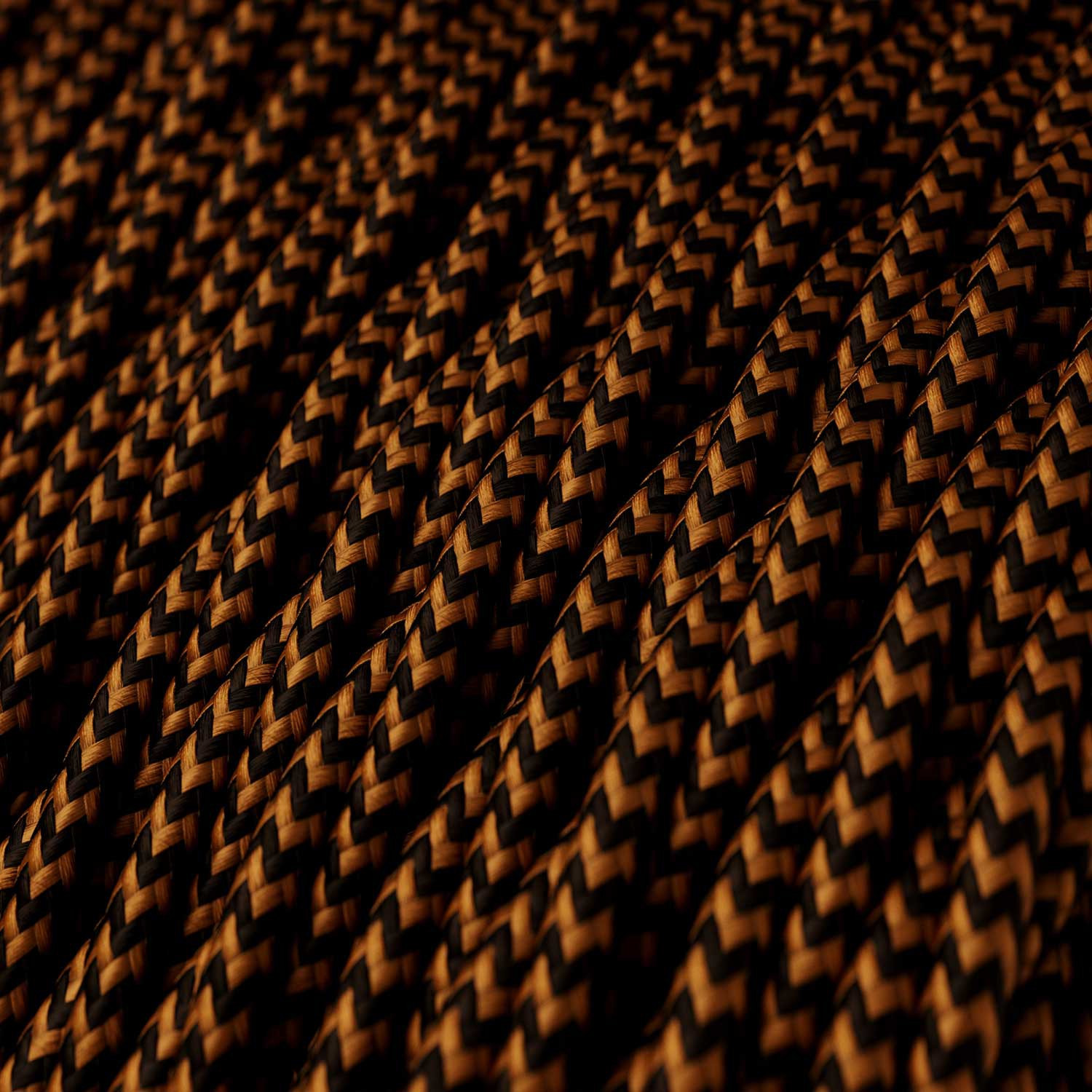 Textile cable Creative Cables, glossy black and whisky (zigzag), 3-core